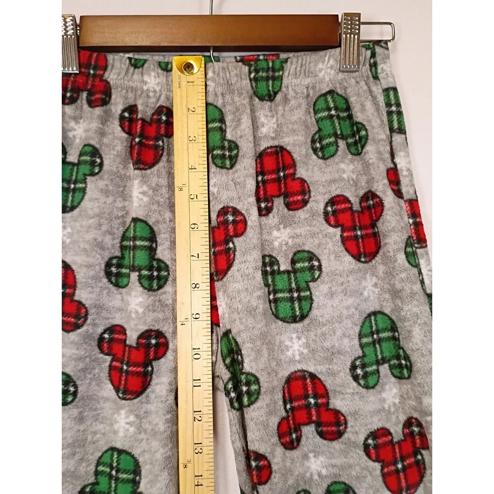 Holiday Disney Kids Size 12 Grey Plaid Mickey Mouse Fleece Pajama Pants
